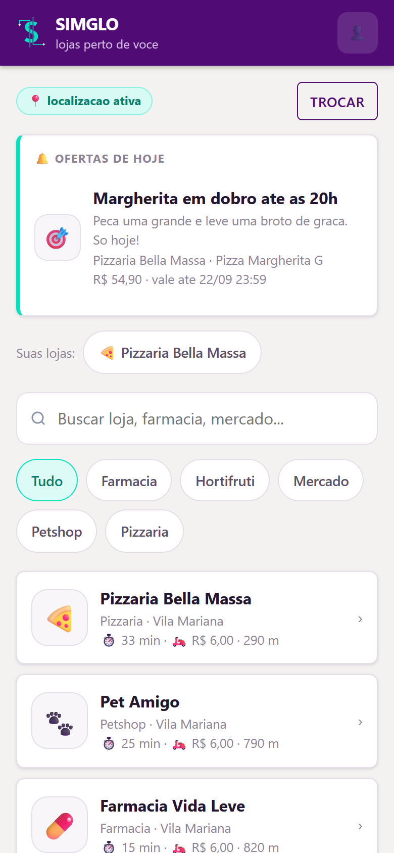 Aplicativo do cliente